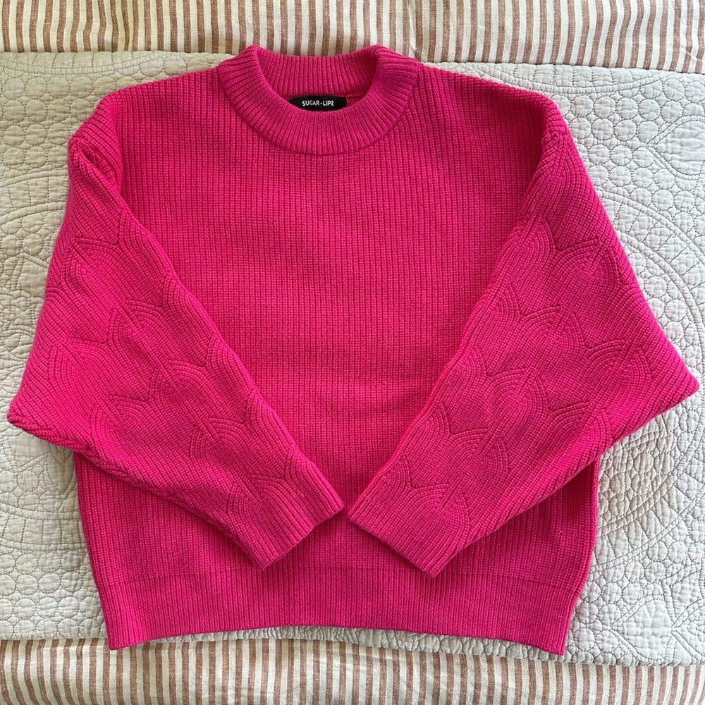 Pink Anthropologie Pointelle Sweater - Size M